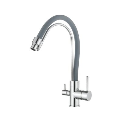 4755-9 Смеситель Кухня LEDEME d-35 с выходом для питьевой воды (серый+хром) *