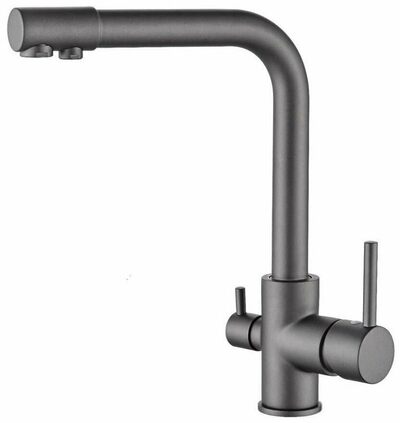 4055U-3 Смеситель Кухня LEDEME шар d-35 с вых для питьевой воды (темно-серый)