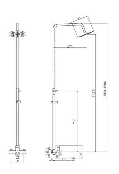 24801-2HB Душевая система HAIBA шар. d-35 с верхним душем, смесителем и ручной лейкой нержавейка