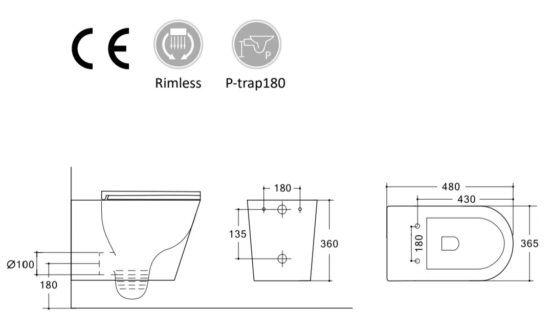 Унитаз подвесной безободковый HOLLER SHELL MB (480*365*360мм, сиденье дюропласт, микролифт) черный матовый