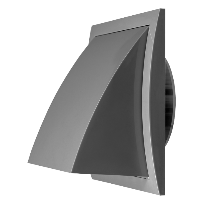 Выход стенной вытяжной с обратным клапаном SANTREK AIR 175х175 с фланцем D125, серый (175К125ФВ)