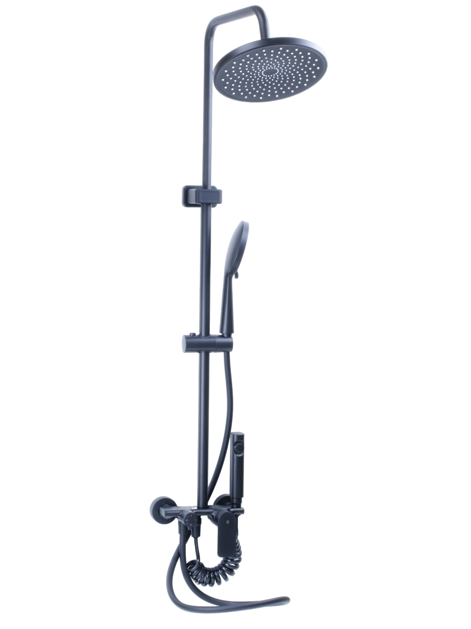 Душевая система SANTREK AQUA-1235 PRESTIGE (SAP-1235)  шар. d-35 с верхним душем, смесителем, гигиен лейкой (черный)