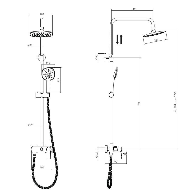 Душевая система RUSH Socotra со смесителем для ванны с поворотным изливом , хром (ST4235-40)
